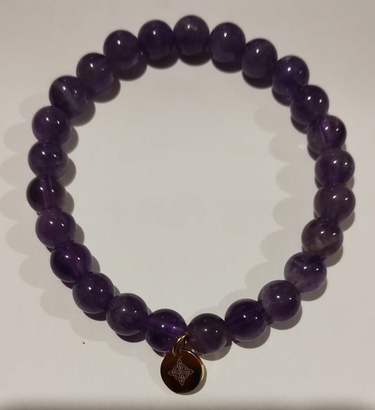 Pulsera de Amatista con Sello de Nudo de Bruja, Amuletos de proteccion Talismia