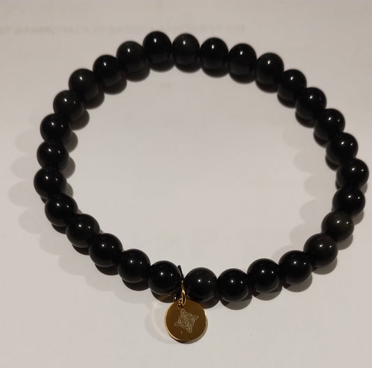 Pulsera de Obsidiana con Sello de Nudo de Bruja, Amuletos de proteccion Talismia